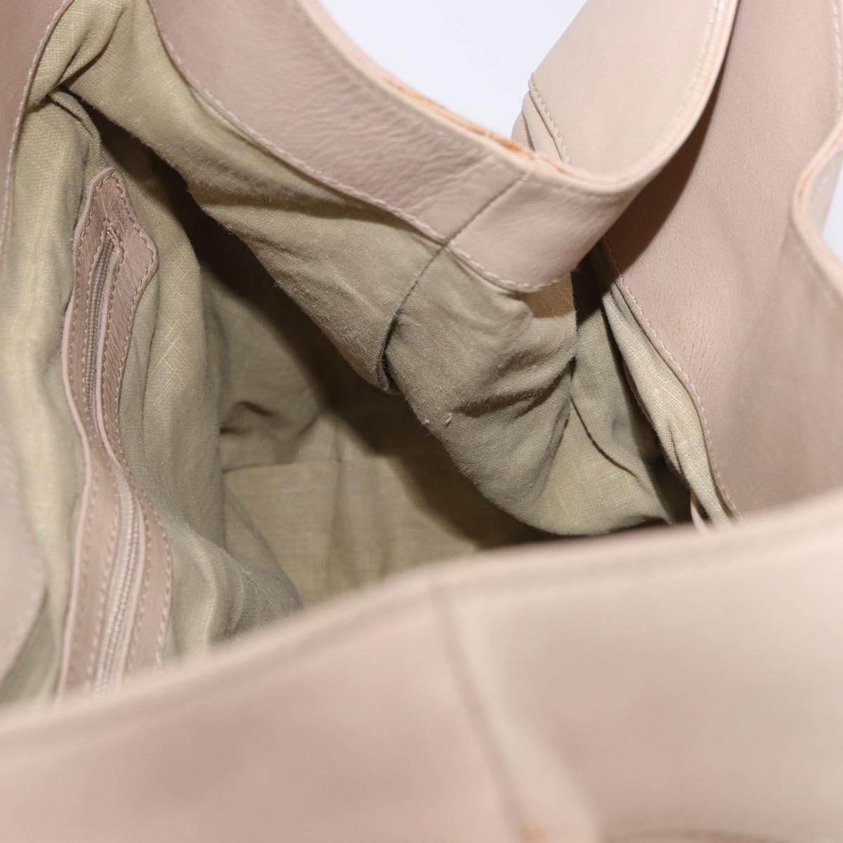 BVLGARI Chandra Tote Bag Leather Beige Gold Auth BA14122