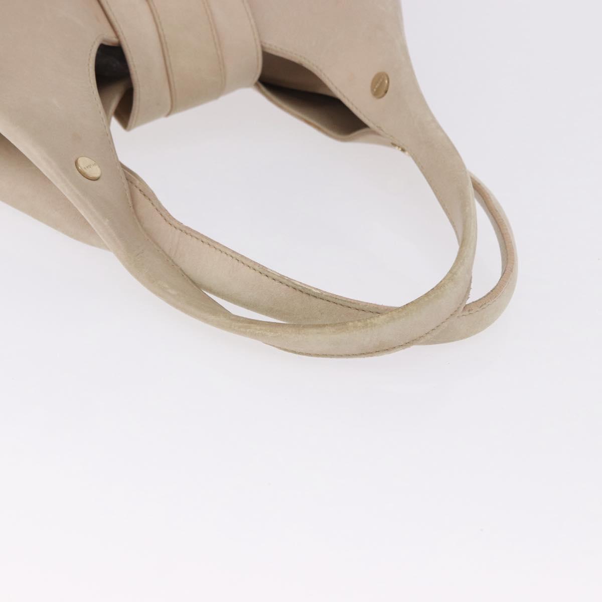 BVLGARI Chandra Tote Bag Leather Beige Gold Auth BA14122