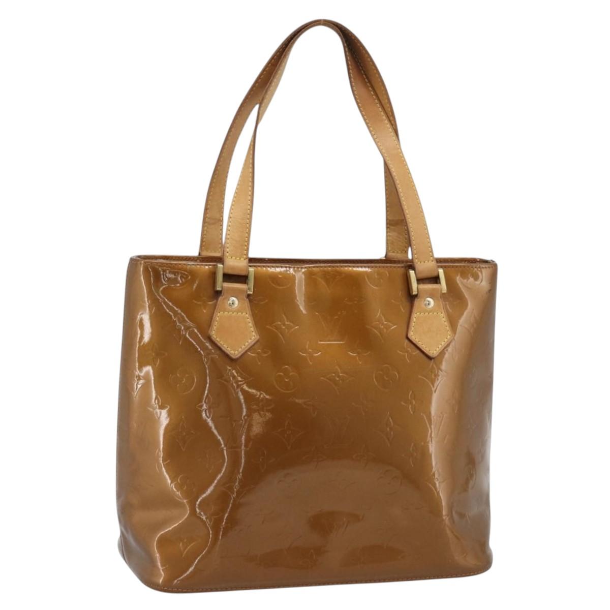 LOUIS VUITTON Monogram Vernis Houston Hand Bag Bronze M91122 LV Auth BA14124