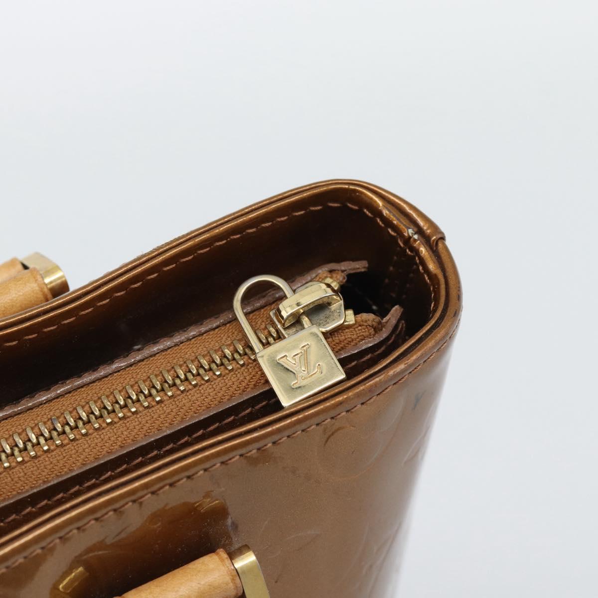 LOUIS VUITTON Monogram Vernis Houston Hand Bag Bronze M91122 LV Auth BA14124