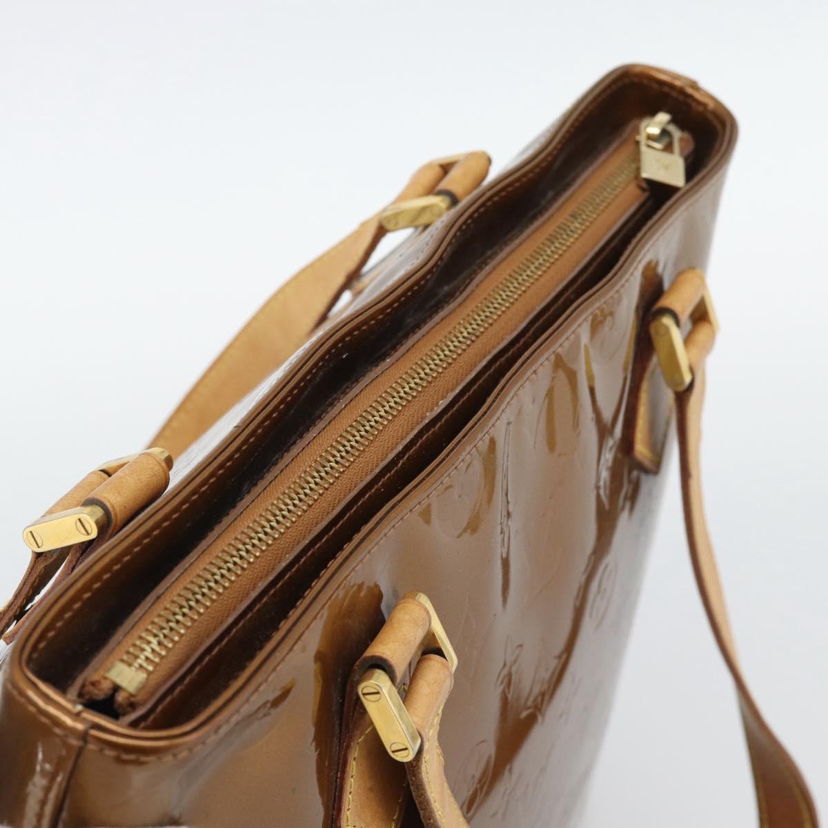 LOUIS VUITTON Monogram Vernis Houston Hand Bag Bronze M91122 LV Auth BA14124