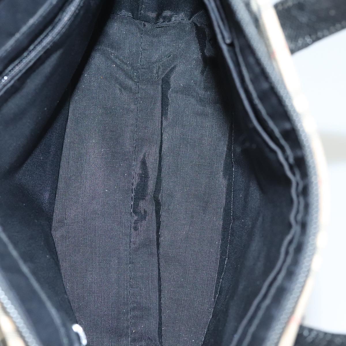 Burberrys Nova Check Hand Bag Canvas Beige Gold Auth BA1414