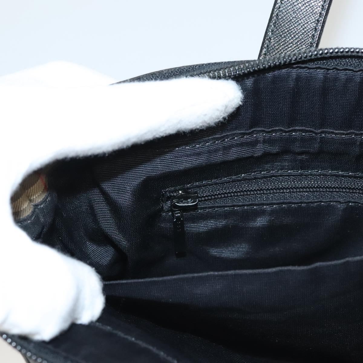 Burberrys Nova Check Hand Bag Canvas Beige Gold Auth BA1414