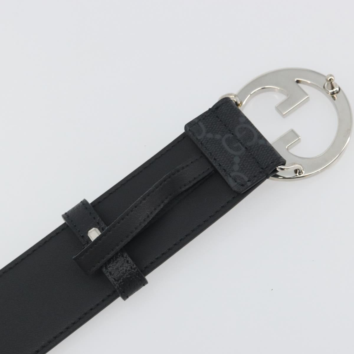 GUCCI GG Supreme Interlocking G Belt PVC 37.4"" Black 703147 Auth BA14140V