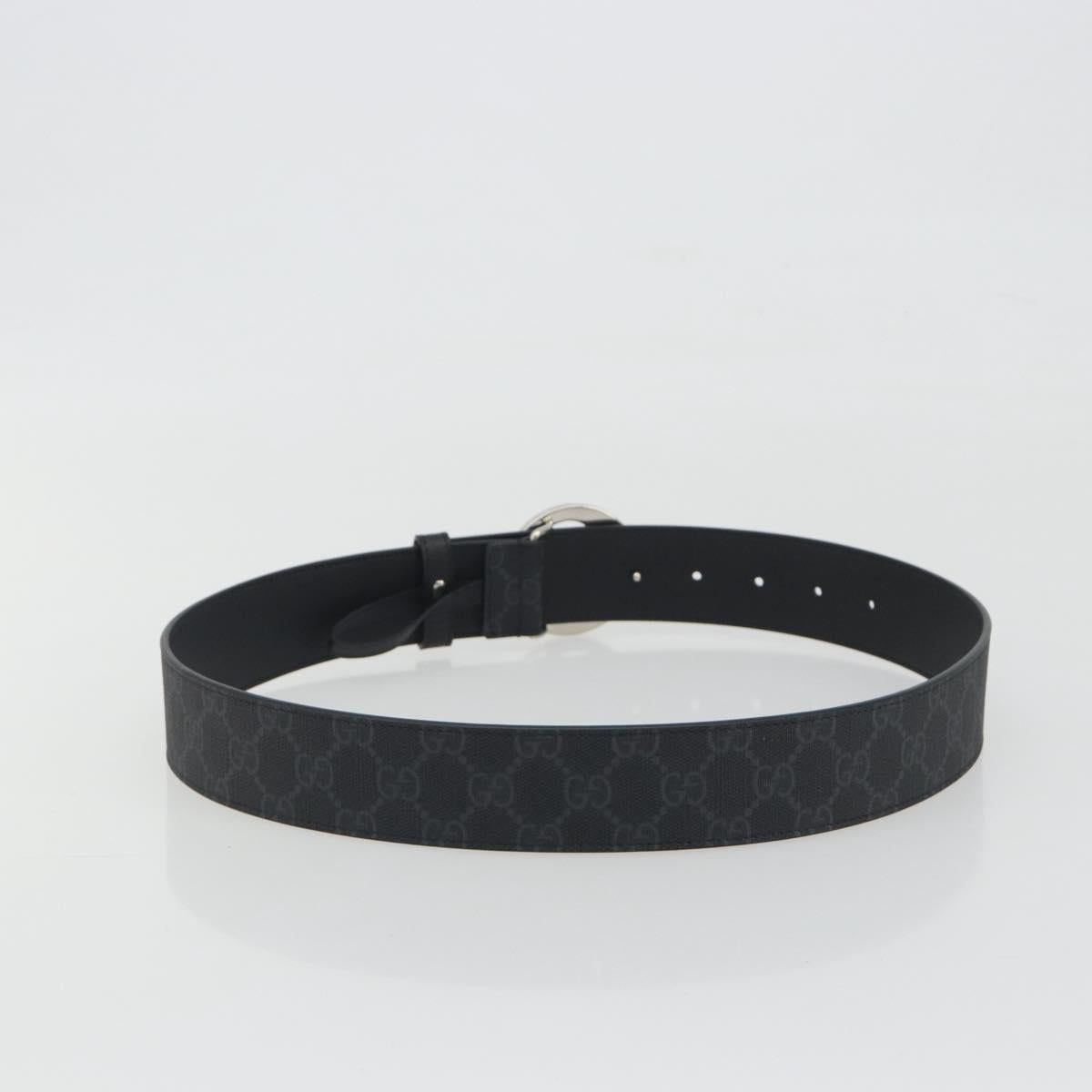 GUCCI GG Supreme Interlocking G Belt PVC 37.4"" Black 703147 Auth BA14140V