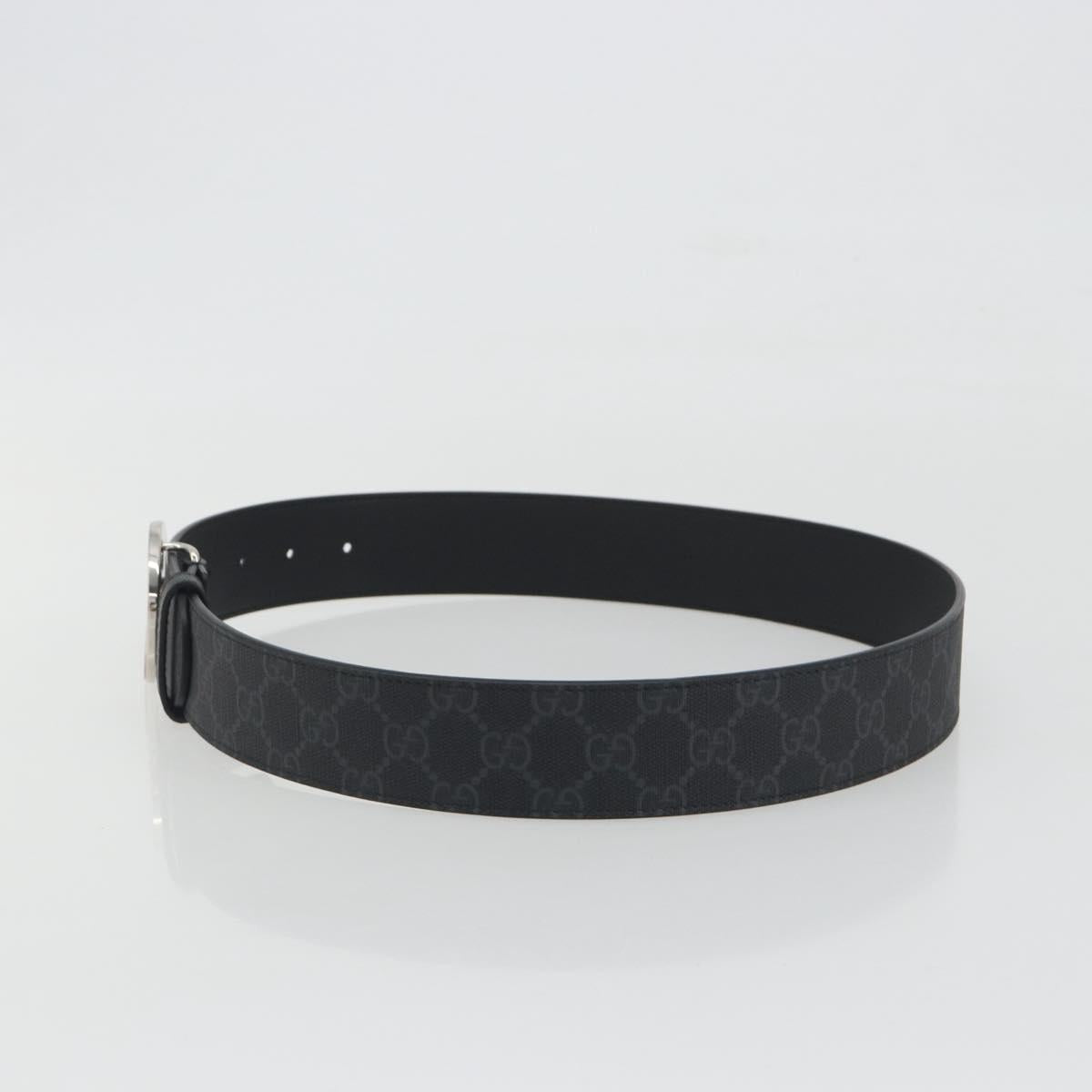 GUCCI GG Supreme Interlocking G Belt PVC 37.4"" Black 703147 Auth BA14140V