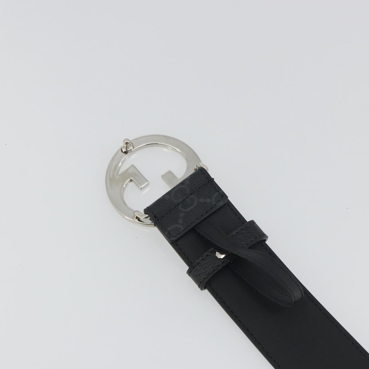 GUCCI GG Supreme Interlocking G Belt PVC 37.4"" Black 703147 Auth BA14140V