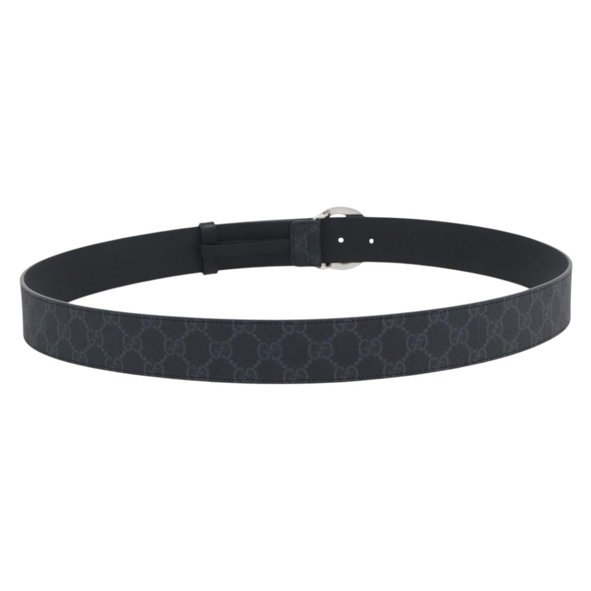 GUCCI GG Supreme Interlocking G Belt PVC 53.1"" Black 703147 Auth BA14141V
