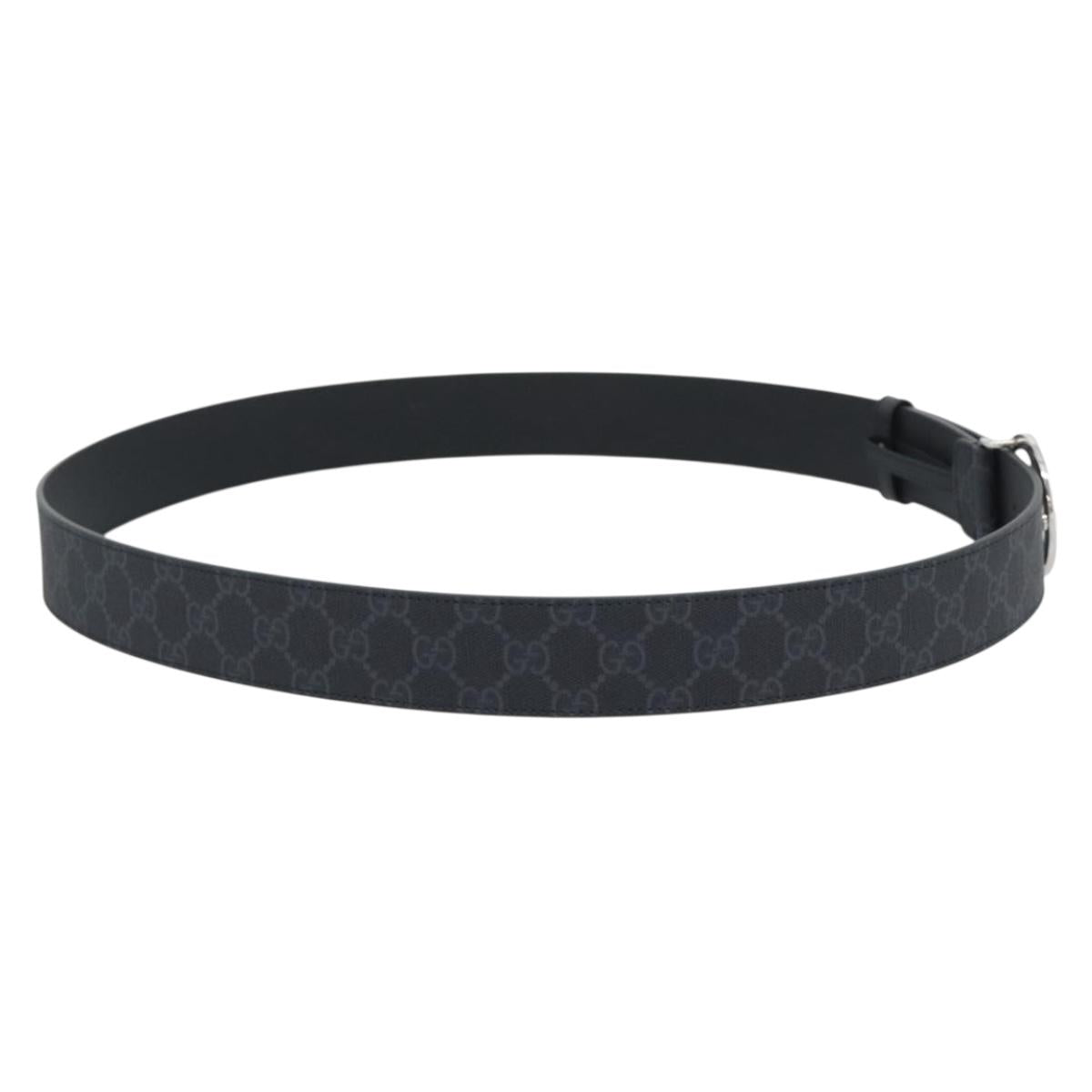 GUCCI GG Supreme Interlocking G Belt PVC 53.1"" Black 703147 Auth BA14141V