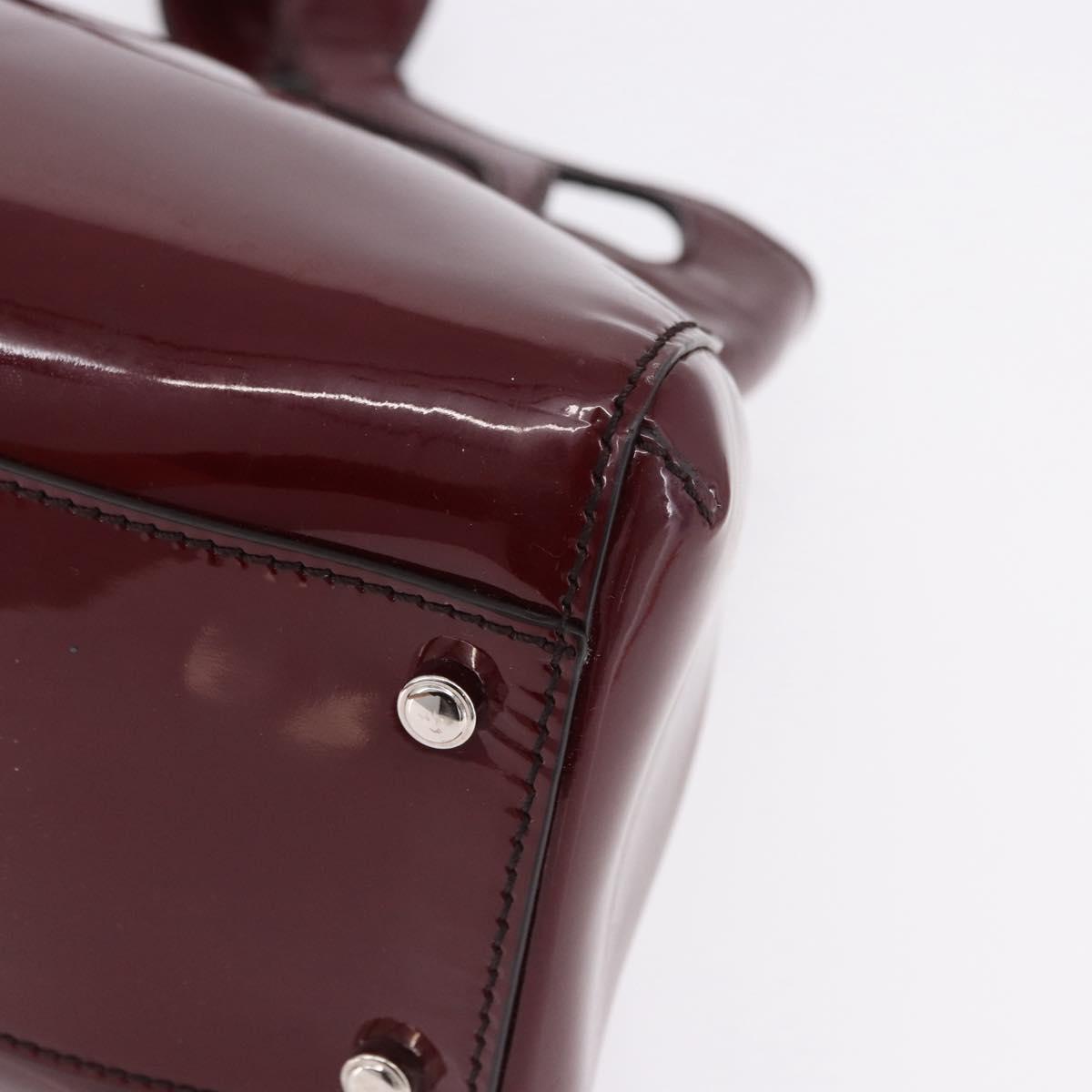 CARTIER Must Line Marcello Hand Bag Patent Bordeaux Auth BA14142