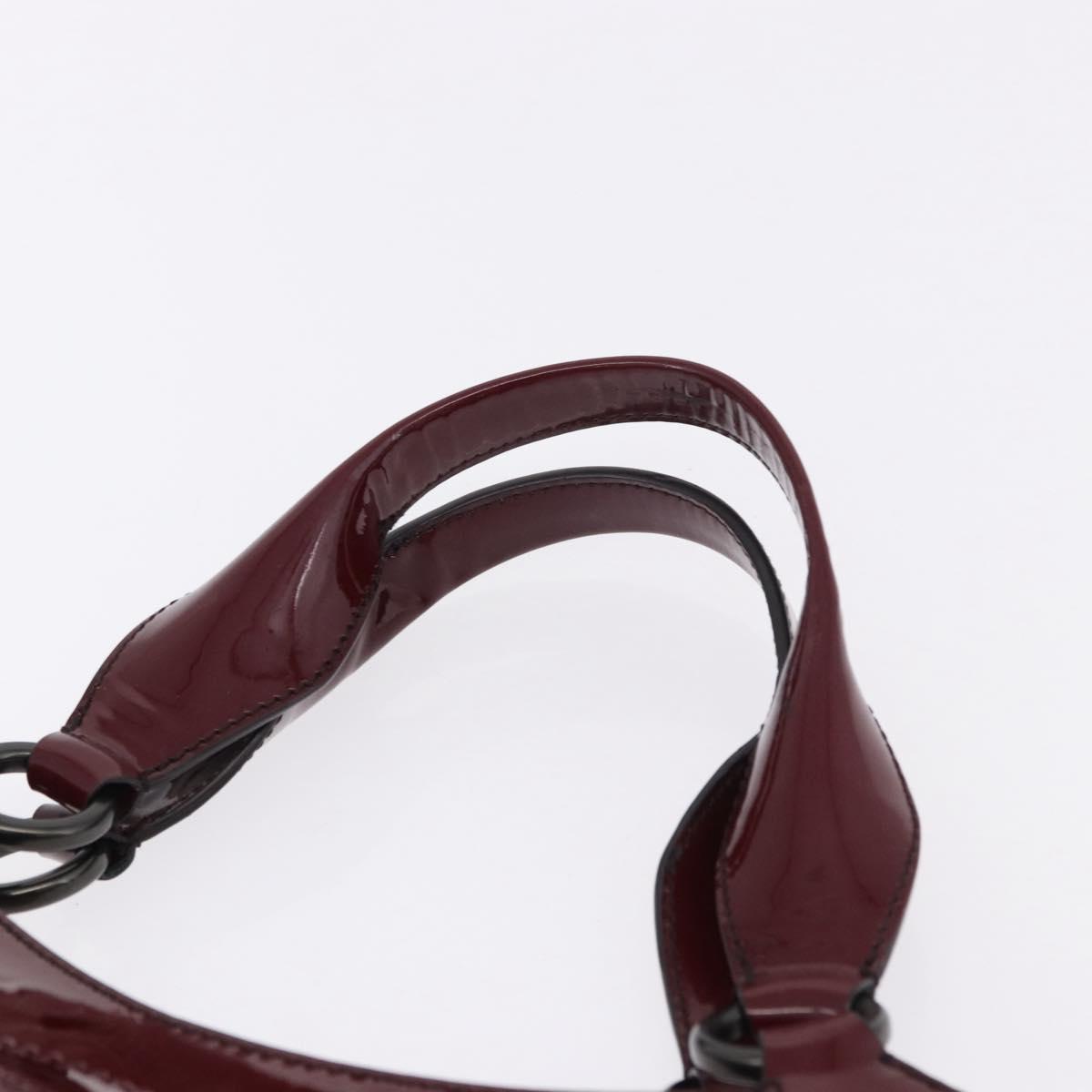 CARTIER Must Line Marcello Hand Bag Patent Bordeaux Auth BA14142