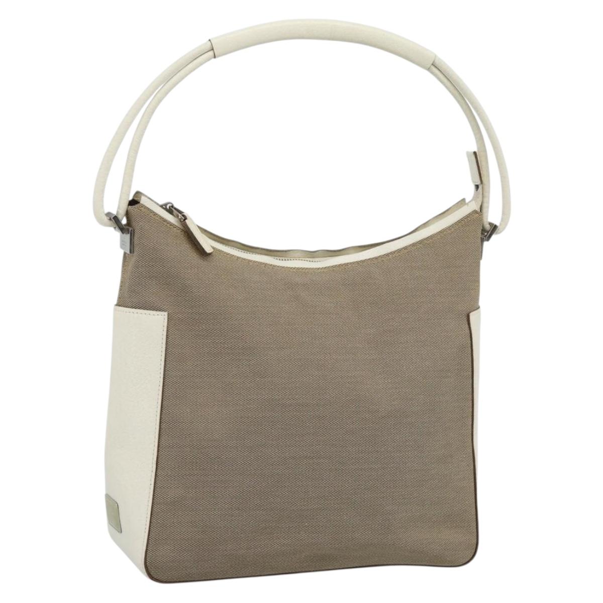 GUCCI GG Canvas Shoulder Bag Beige Silver 001 3766 Auth BA14143