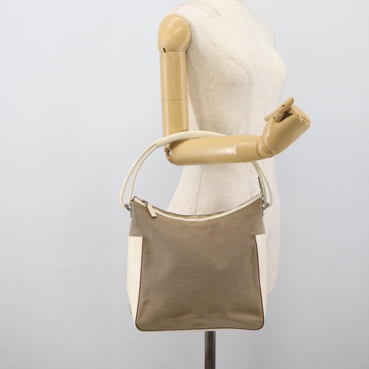 GUCCI GG Canvas Shoulder Bag Beige Silver 001 3766 Auth BA14143
