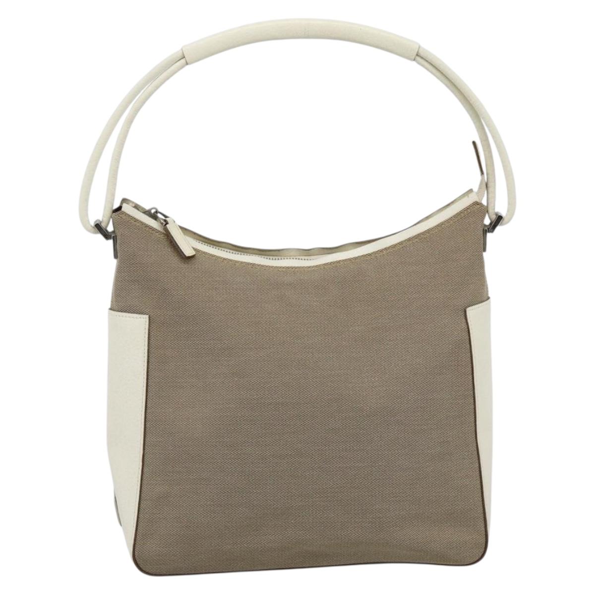 GUCCI GG Canvas Shoulder Bag Beige Silver 001 3766 Auth BA14143