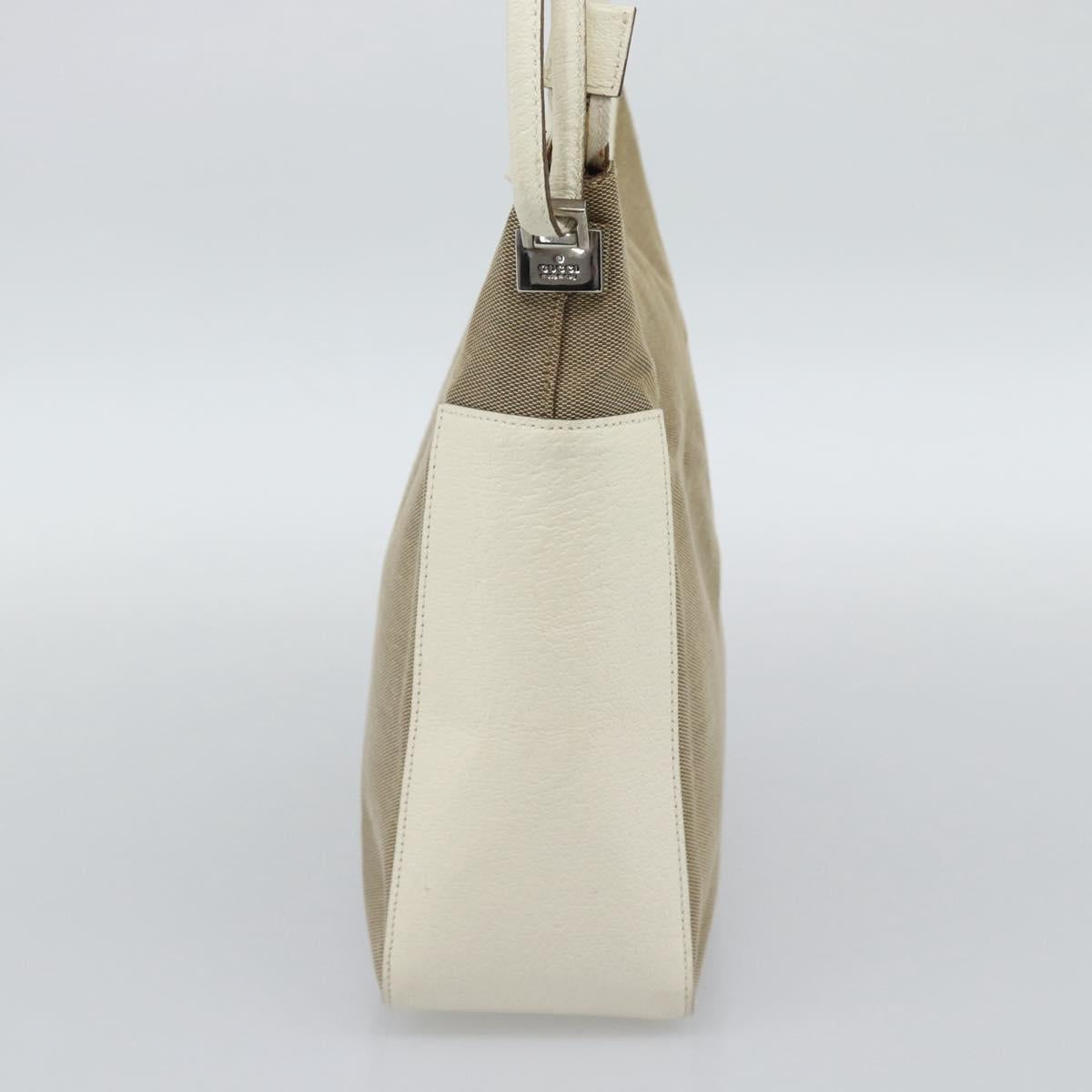 GUCCI GG Canvas Shoulder Bag Beige Silver 001 3766 Auth BA14143