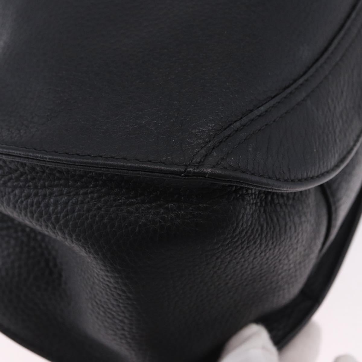 MCM Purse Shoulder Bag Leather Black Gold Auth BA14146A