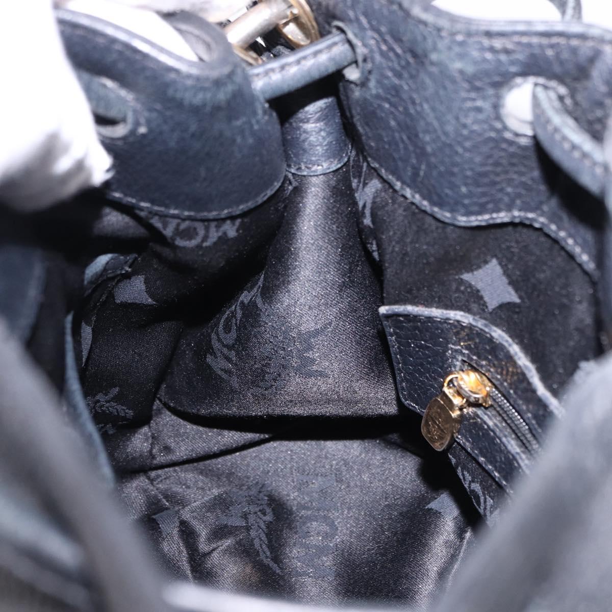 MCM Purse Shoulder Bag Leather Black Gold Auth BA14146A