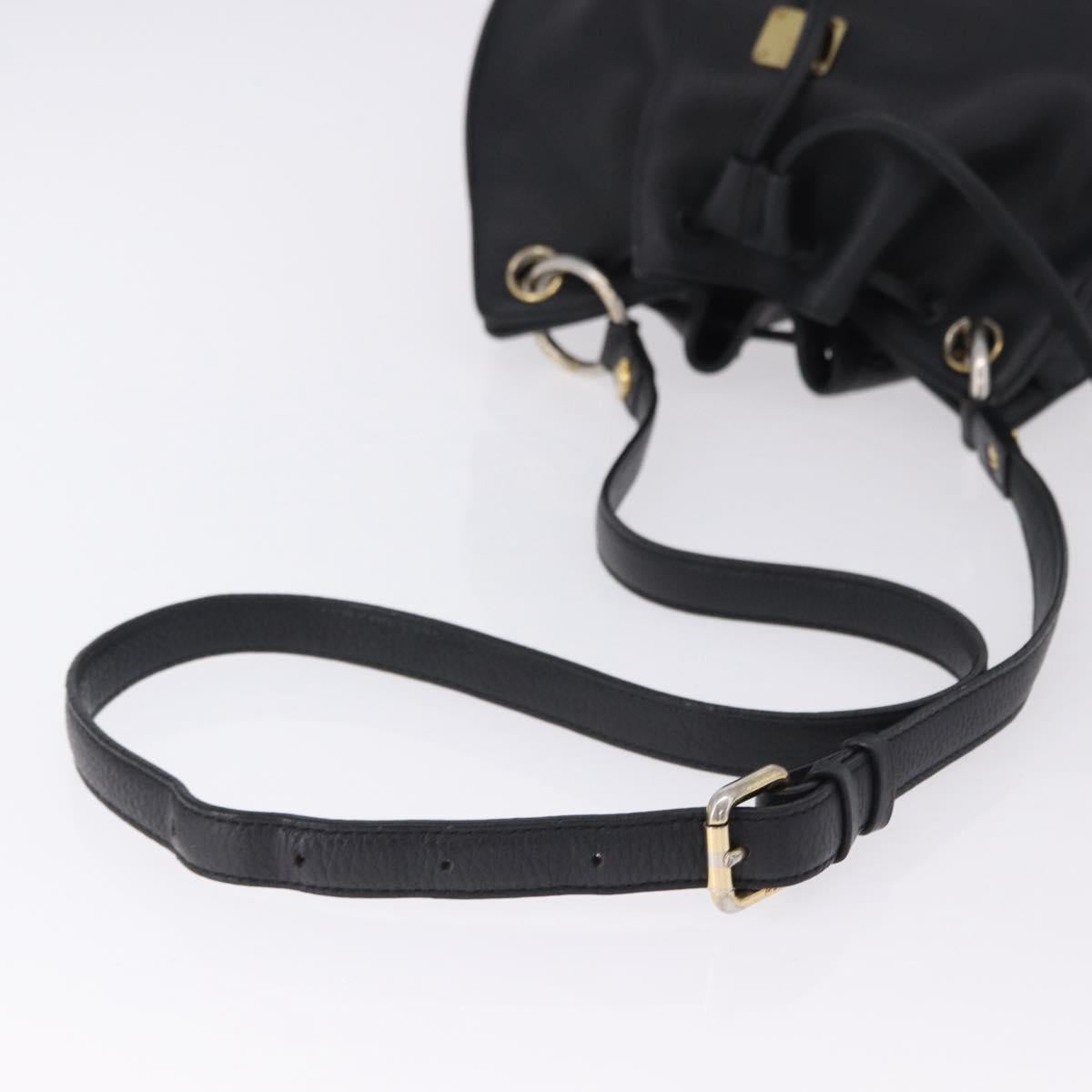 MCM Purse Shoulder Bag Leather Black Gold Auth BA14146A
