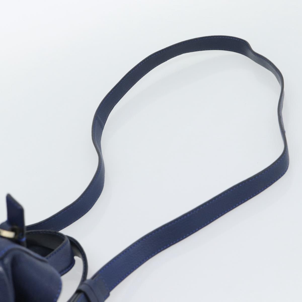 Chloe Bridget Hand Bag Leather 2way Blue Gold Tone Auth BA14147