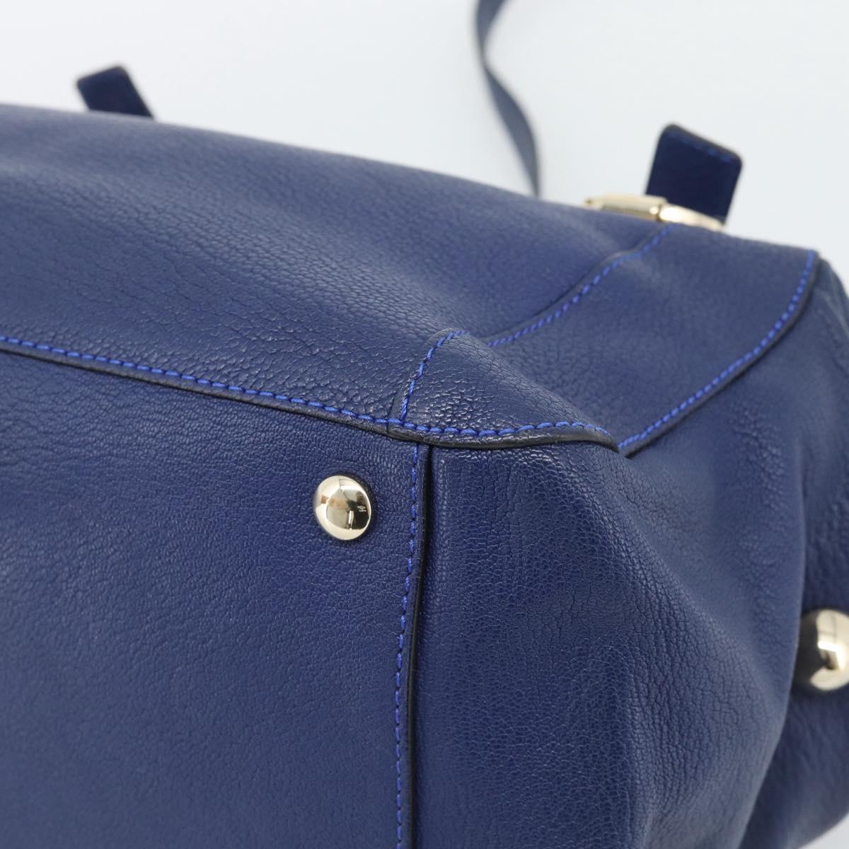 Chloe Bridget Hand Bag Leather 2way Blue Gold Tone Auth BA14147