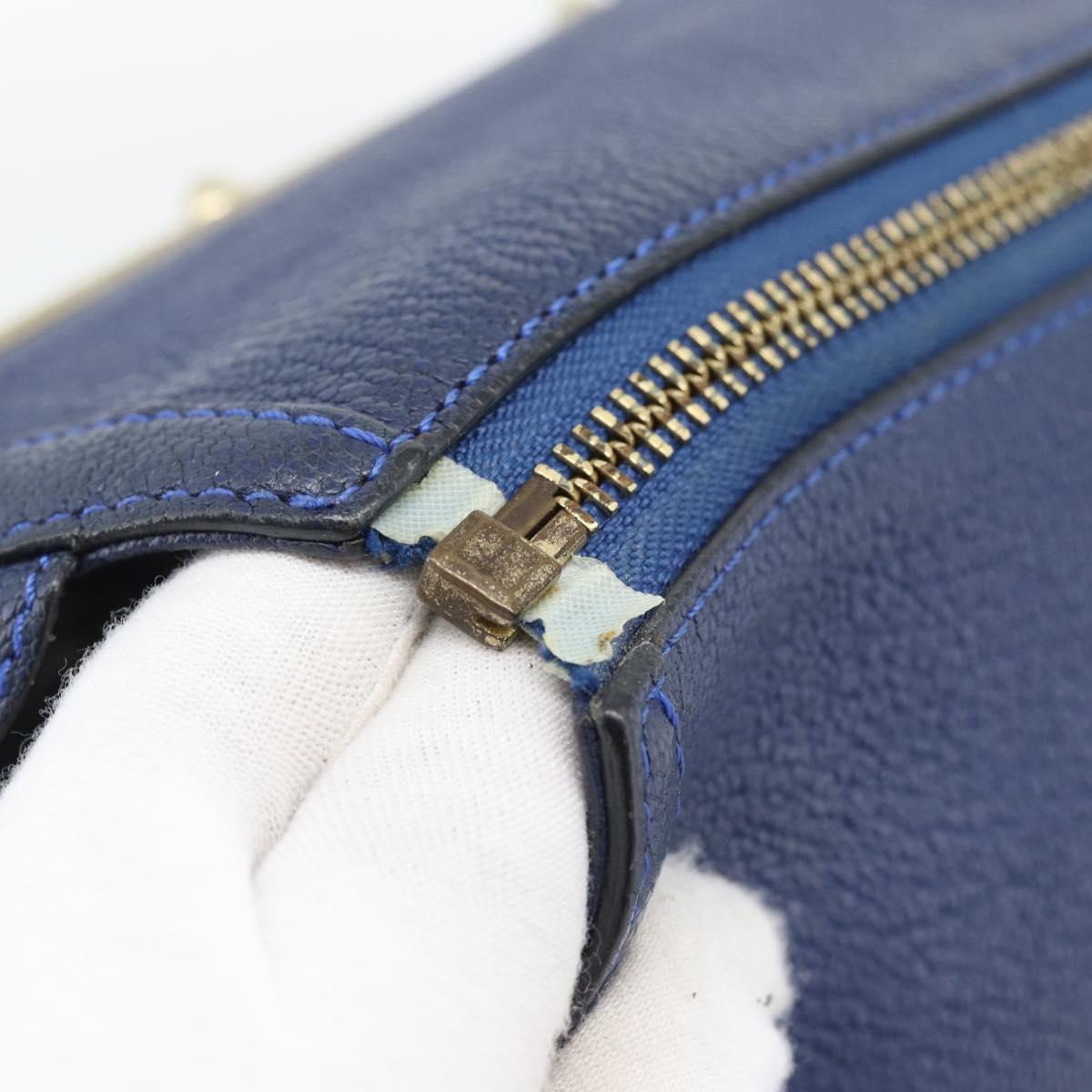 Chloe Bridget Hand Bag Leather 2way Blue Gold Tone Auth BA14147
