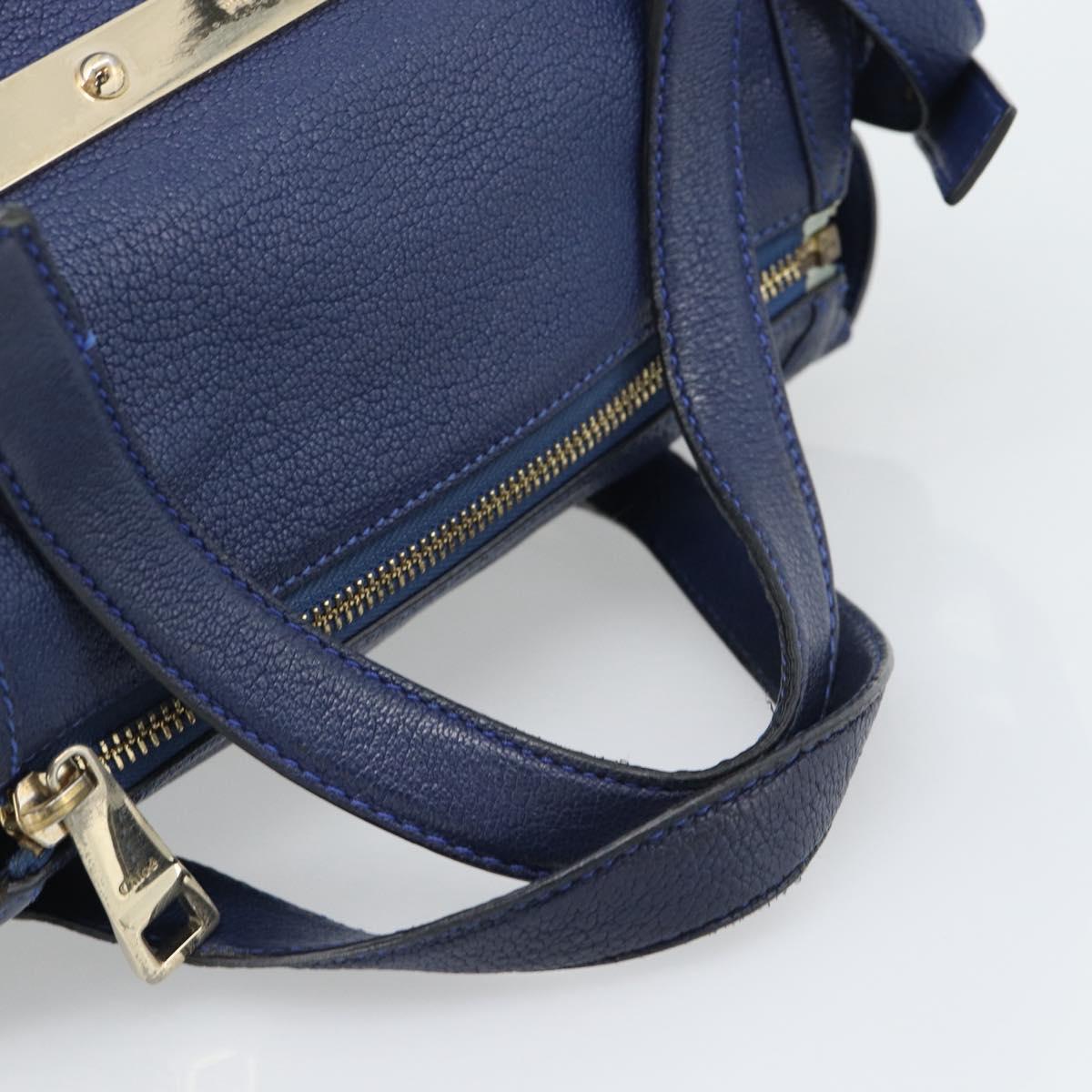 Chloe Bridget Hand Bag Leather 2way Blue Gold Tone Auth BA14147