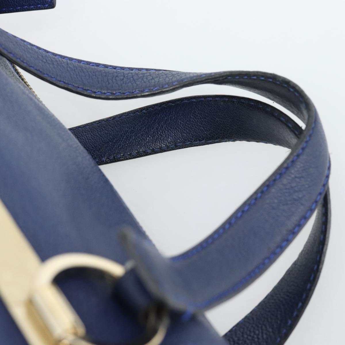 Chloe Bridget Hand Bag Leather 2way Blue Gold Tone Auth BA14147
