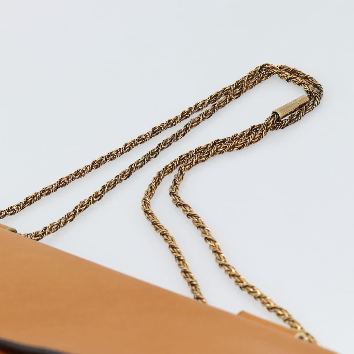Chloe Elsie Chain Shoulder Bag Leather Brown Gold Tone Auth BA14148V