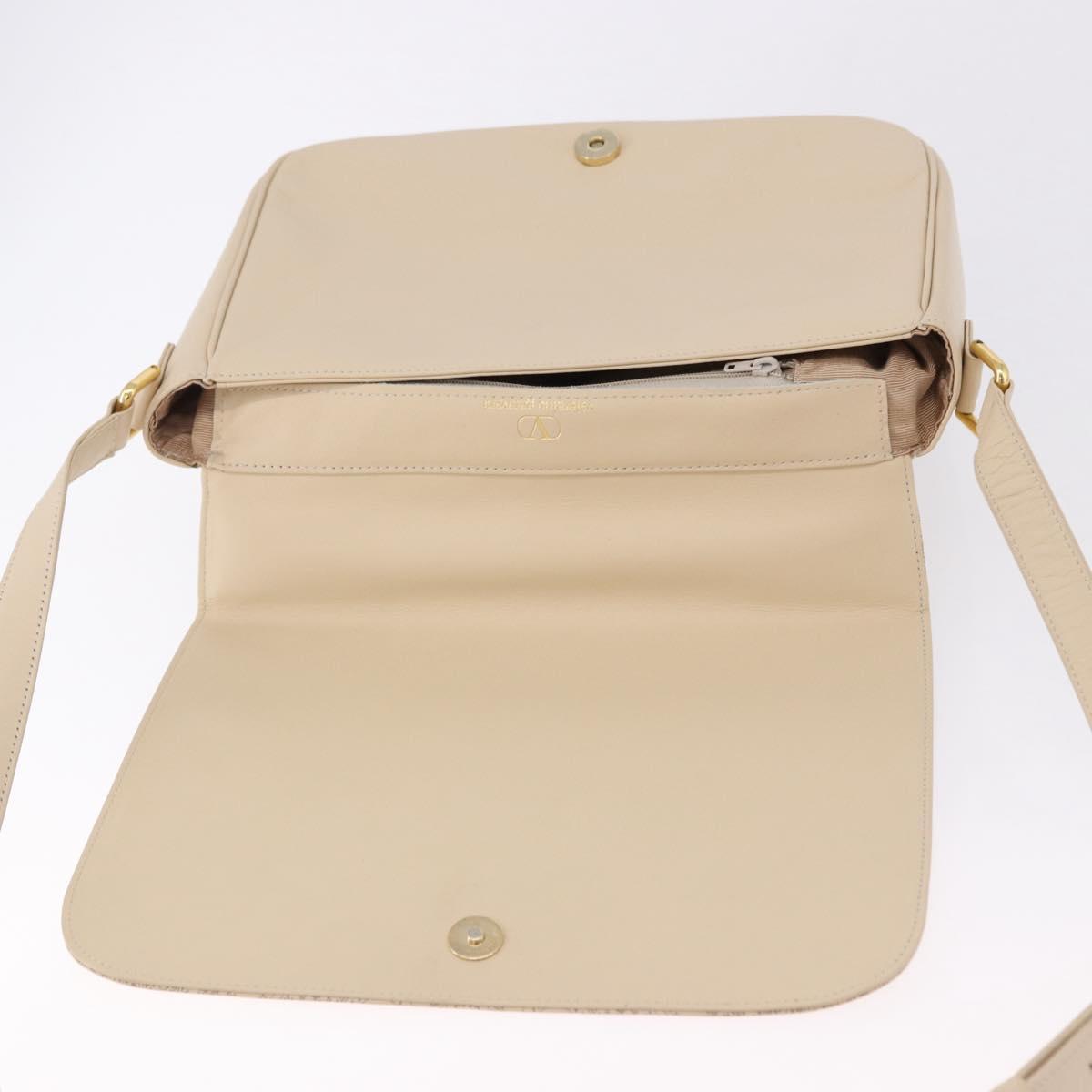 VALENTINO Shoulder Bag Leather 2way Ivory Gold Auth BA14149V