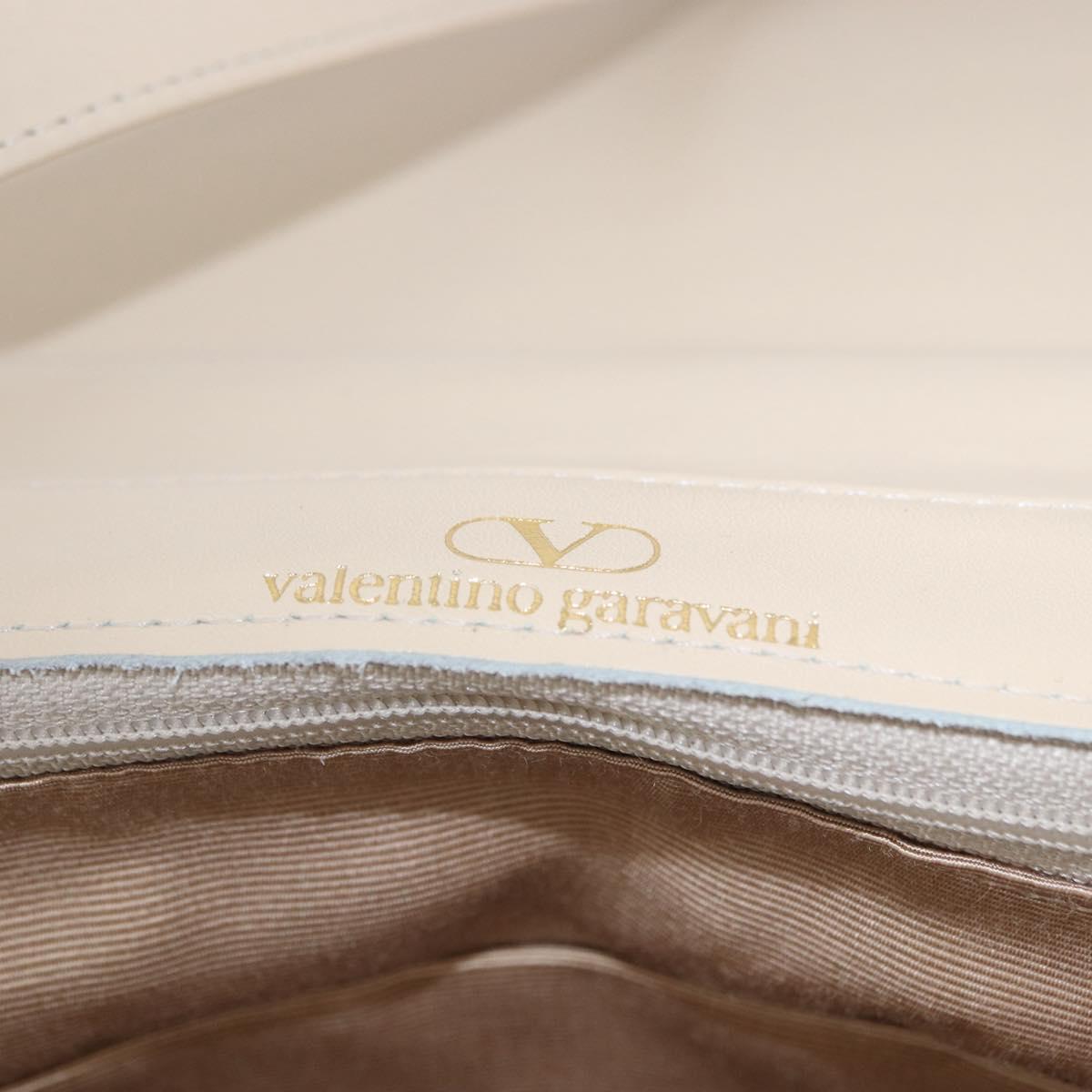 VALENTINO Shoulder Bag Leather 2way Ivory Gold Auth BA14149V