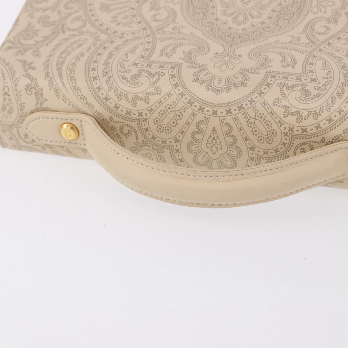 VALENTINO Shoulder Bag Leather 2way Ivory Gold Auth BA14149V