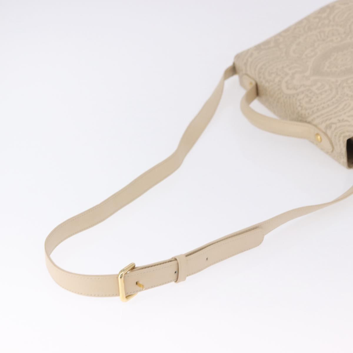 VALENTINO Shoulder Bag Leather 2way Ivory Gold Auth BA14149V