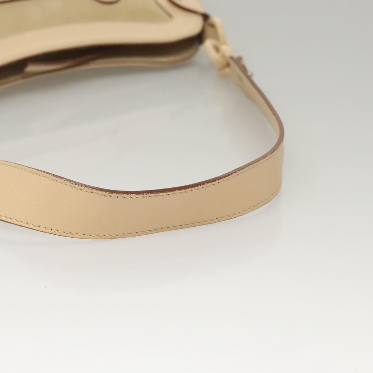 Salvatore Ferragamo Gancini Shoulder Bag Suede Leather Beige Silver Auth BA1415