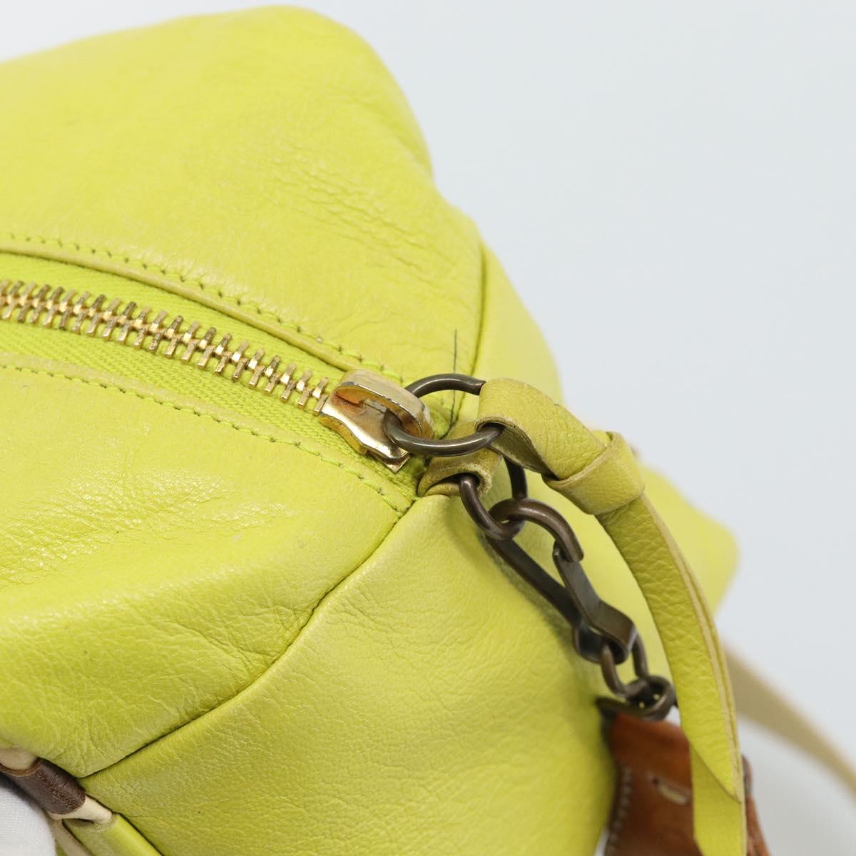 Miu Miu Shoulder Bag Leather LIme Green Gold Auth BA14150