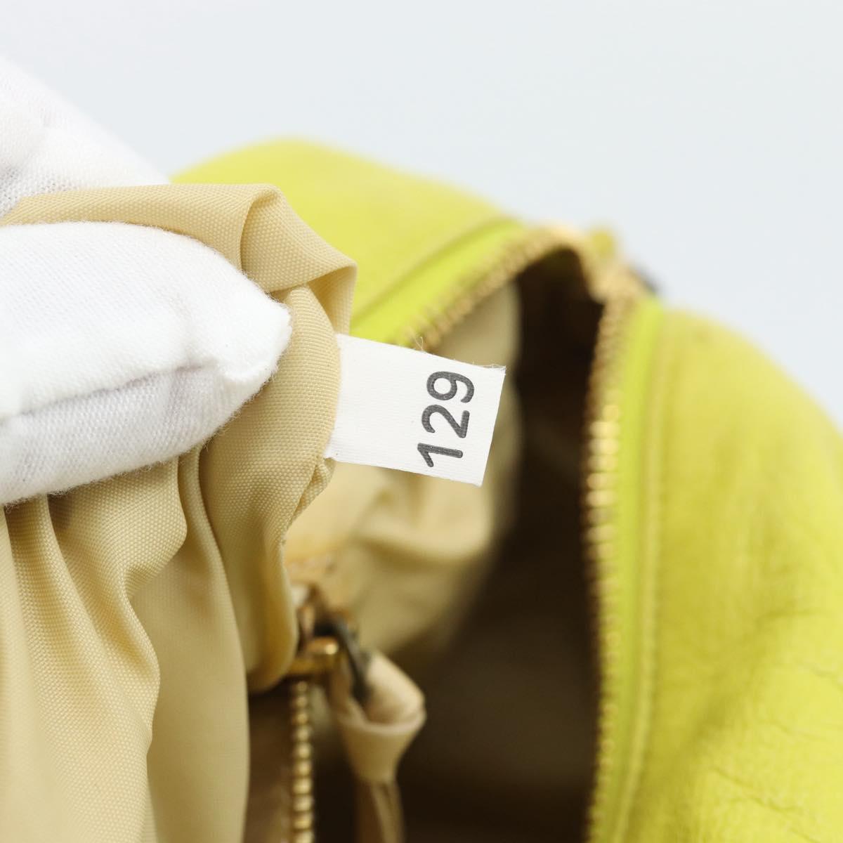 Miu Miu Shoulder Bag Leather LIme Green Gold Auth BA14150
