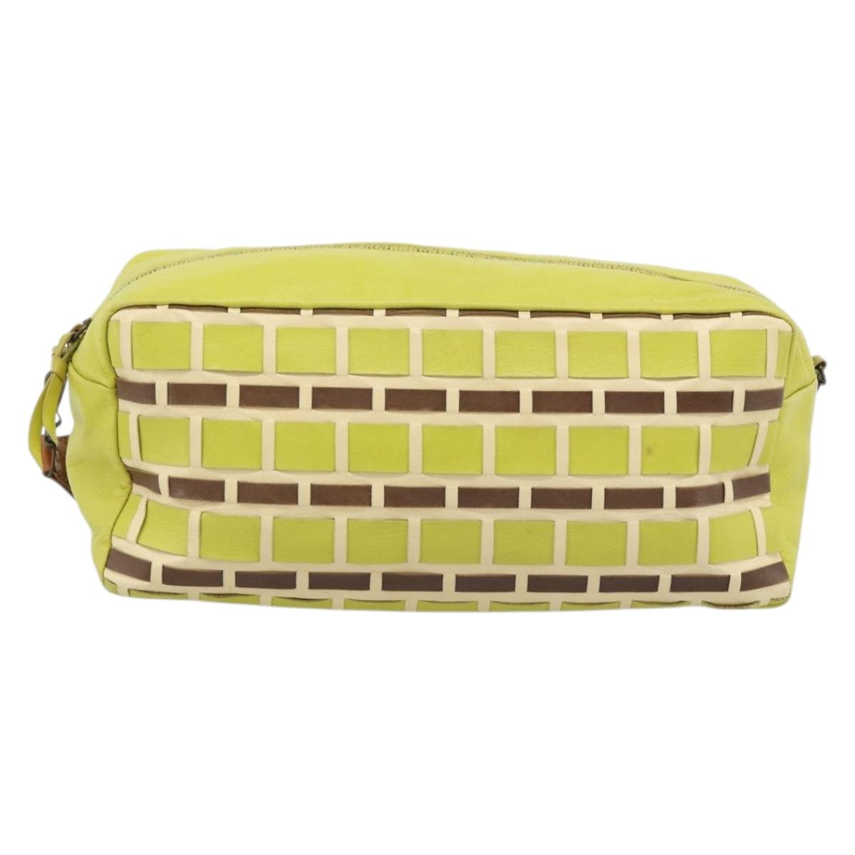 Miu Miu Shoulder Bag Leather LIme Green Gold Auth BA14150