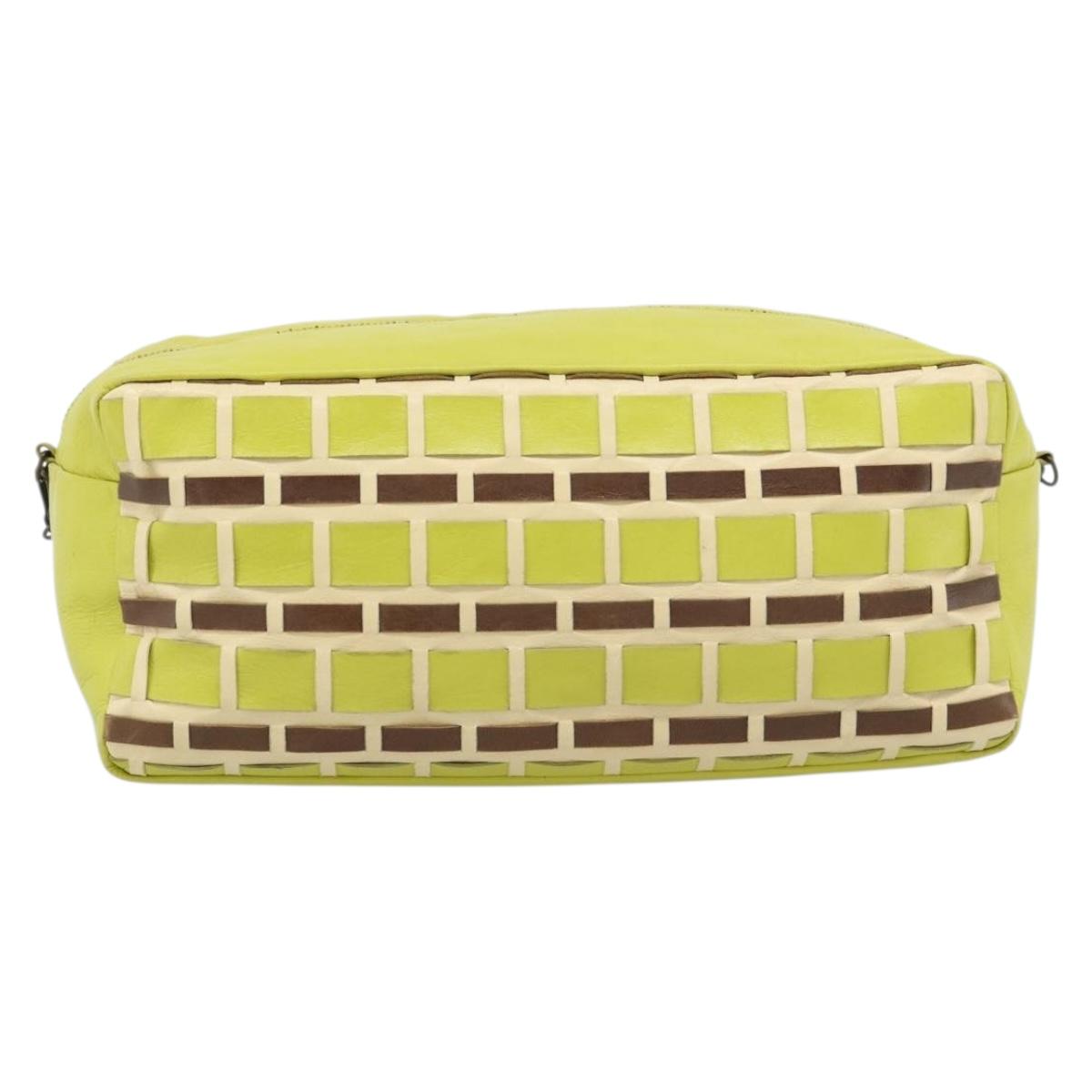 Miu Miu Shoulder Bag Leather LIme Green Gold Auth BA14150