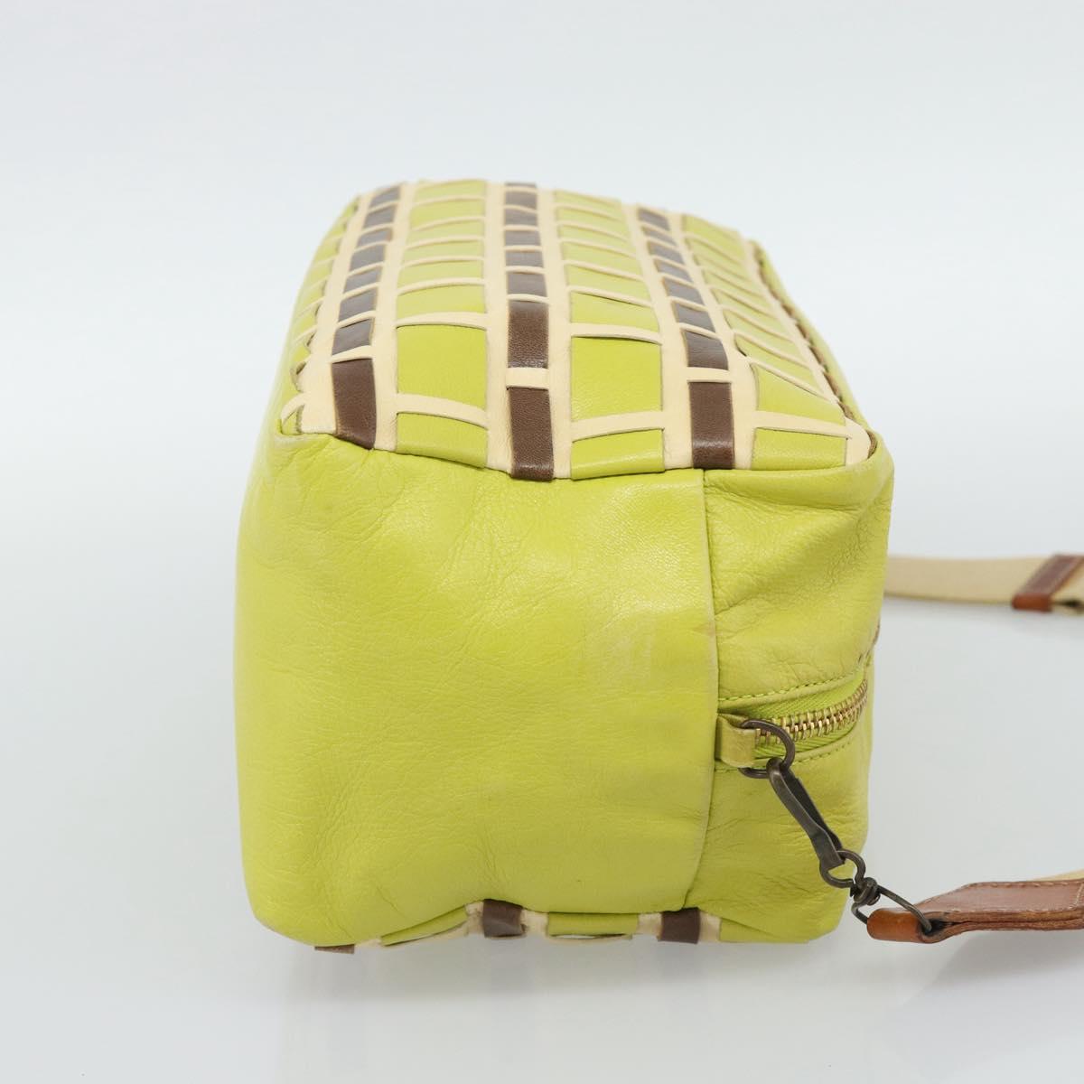 Miu Miu Shoulder Bag Leather LIme Green Gold Auth BA14150