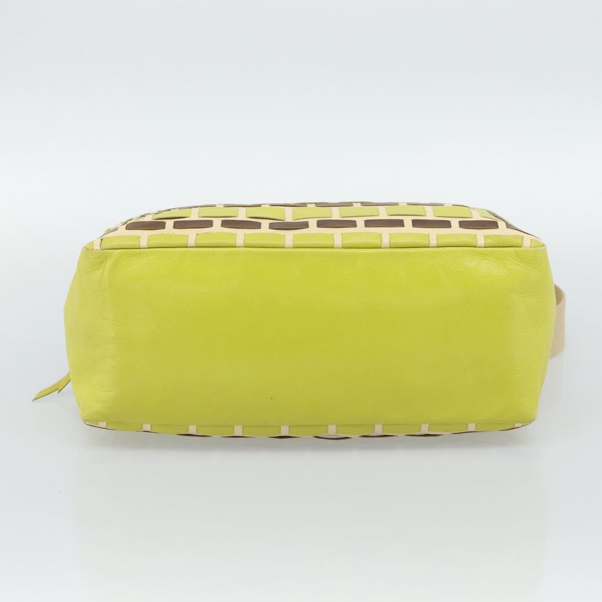 Miu Miu Shoulder Bag Leather LIme Green Gold Auth BA14150