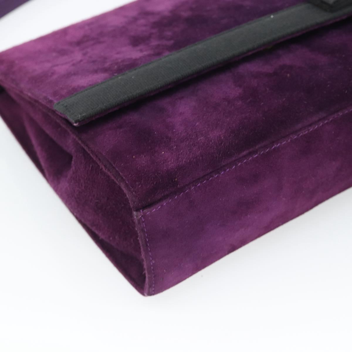 Salvatore Ferragamo Vala Shoulder Bag Suede Purple Gold Auth BA14151A