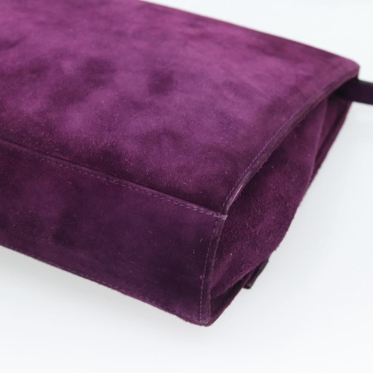 Salvatore Ferragamo Vala Shoulder Bag Suede Purple Gold Auth BA14151A