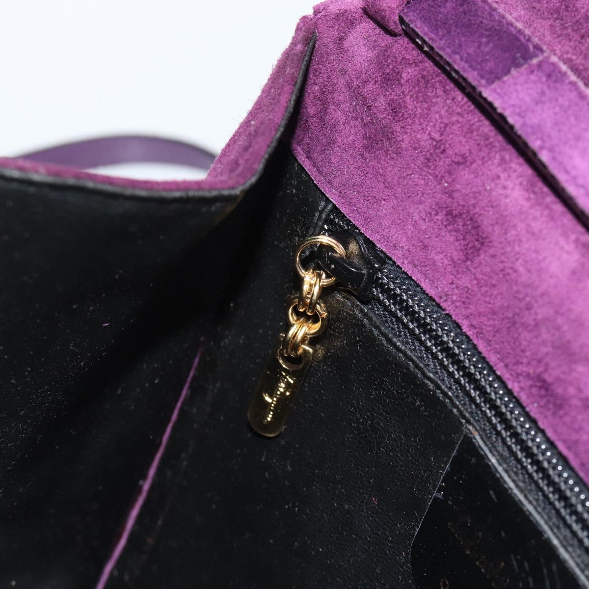 Salvatore Ferragamo Vala Shoulder Bag Suede Purple Gold Auth BA14151A