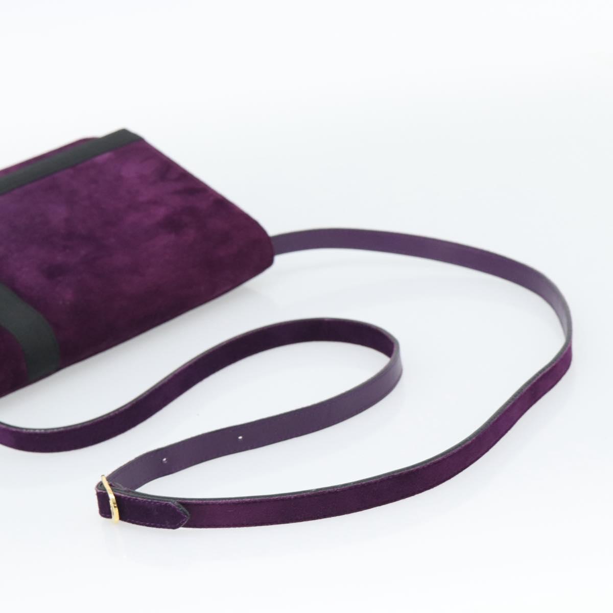 Salvatore Ferragamo Vala Shoulder Bag Suede Purple Gold Auth BA14151A