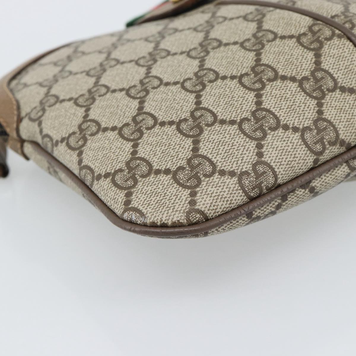 GUCCI GG Supreme Web Sherry Line Bag PVC Beige Gold 98 02 047 Auth BA14152
