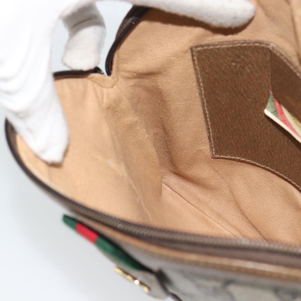 GUCCI GG Supreme Web Sherry Line Bag PVC Beige Gold 98 02 047 Auth BA14152
