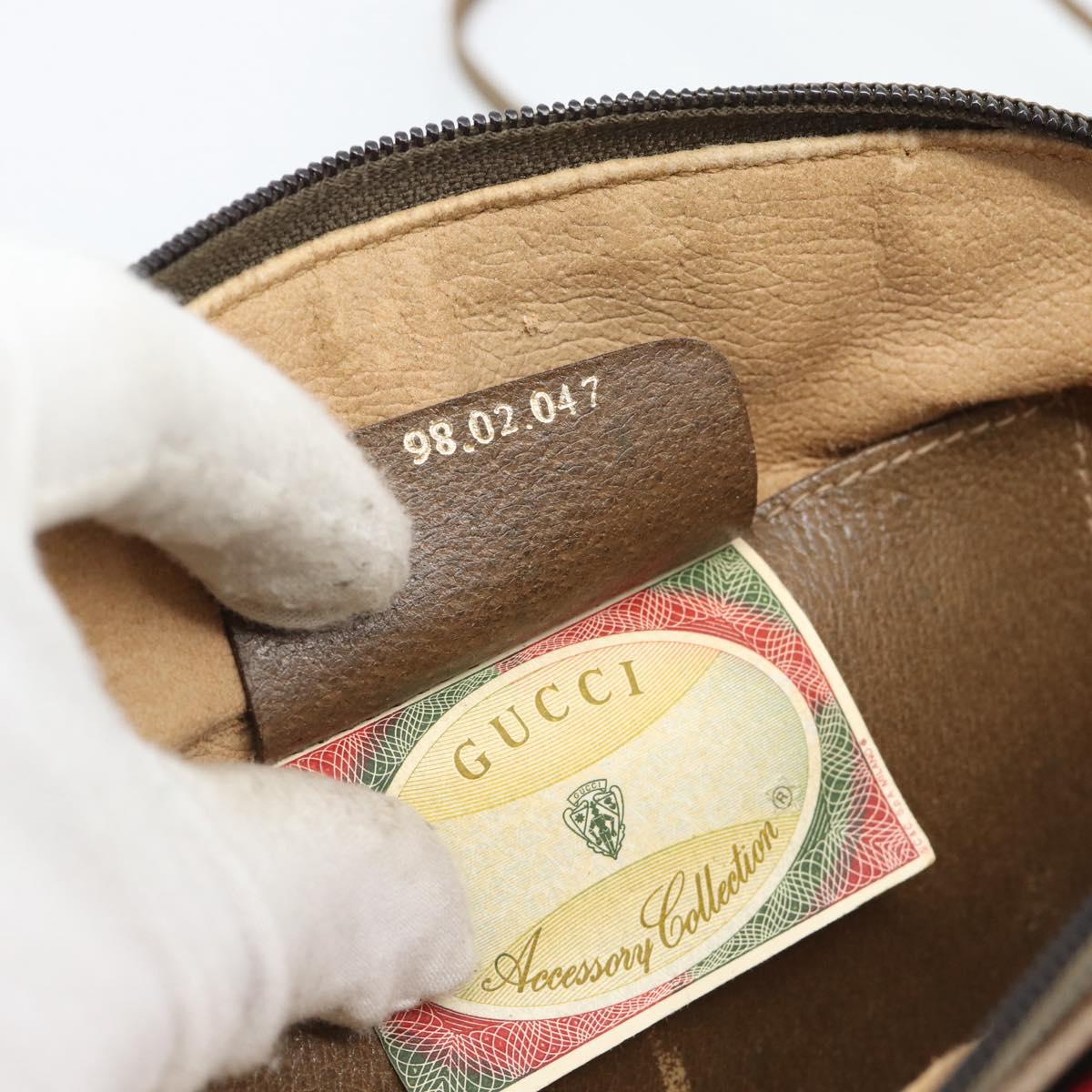 GUCCI GG Supreme Web Sherry Line Bag PVC Beige Gold 98 02 047 Auth BA14152