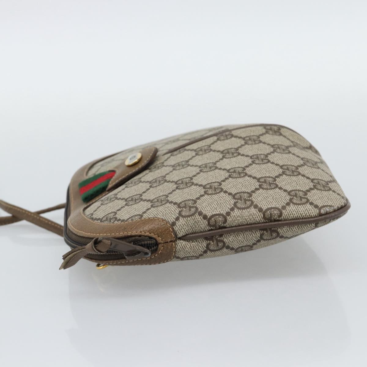 GUCCI GG Supreme Web Sherry Line Bag PVC Beige Gold 98 02 047 Auth BA14152