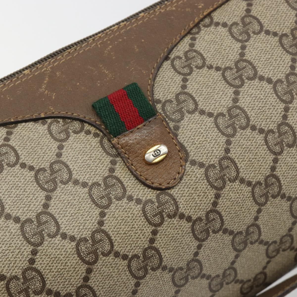 GUCCI GG Supreme Shoulder Bag PVC Leather Beige Gold Tone 89 02 018 Auth BA14153