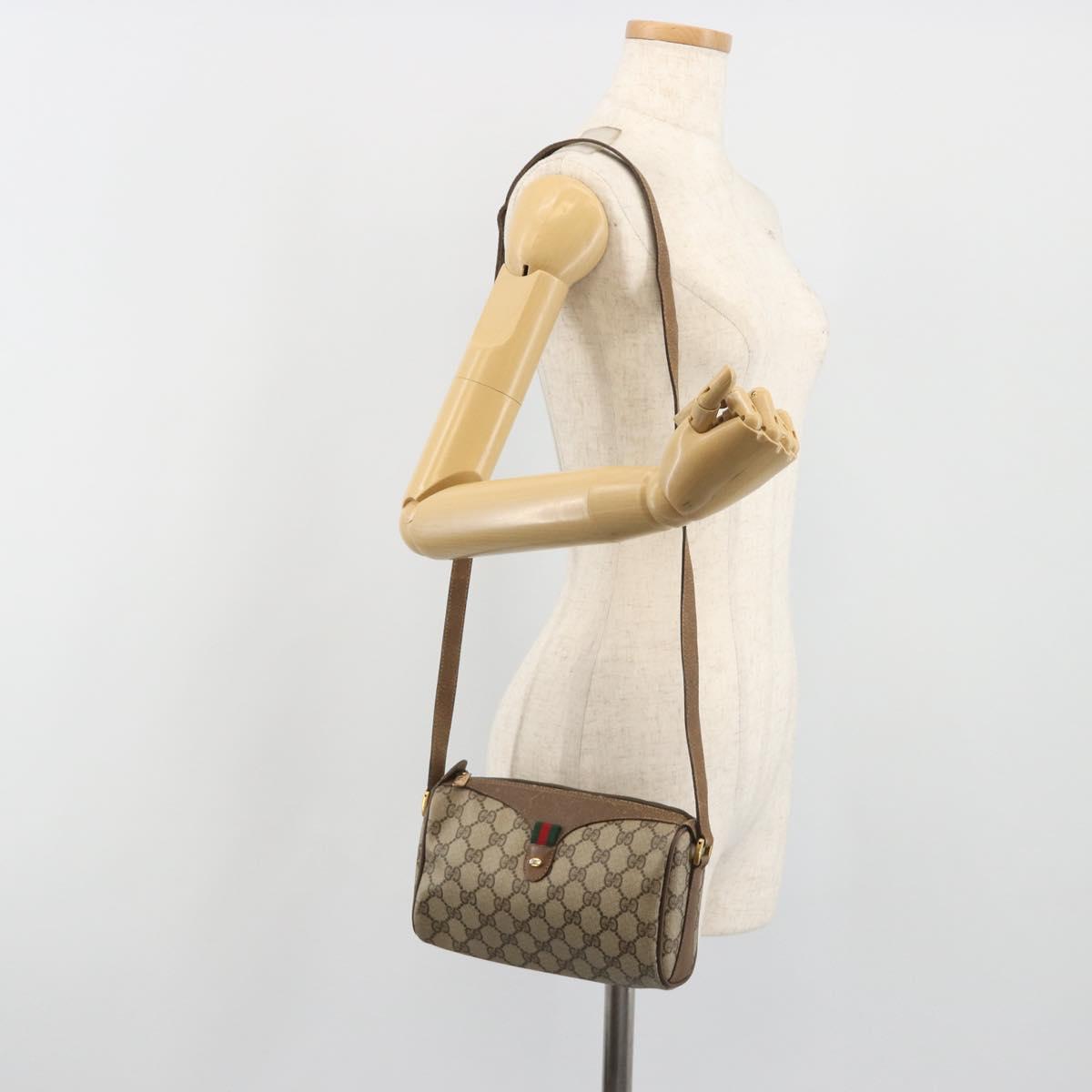 GUCCI GG Supreme Shoulder Bag PVC Leather Beige Gold Tone 89 02 018 Auth BA14153