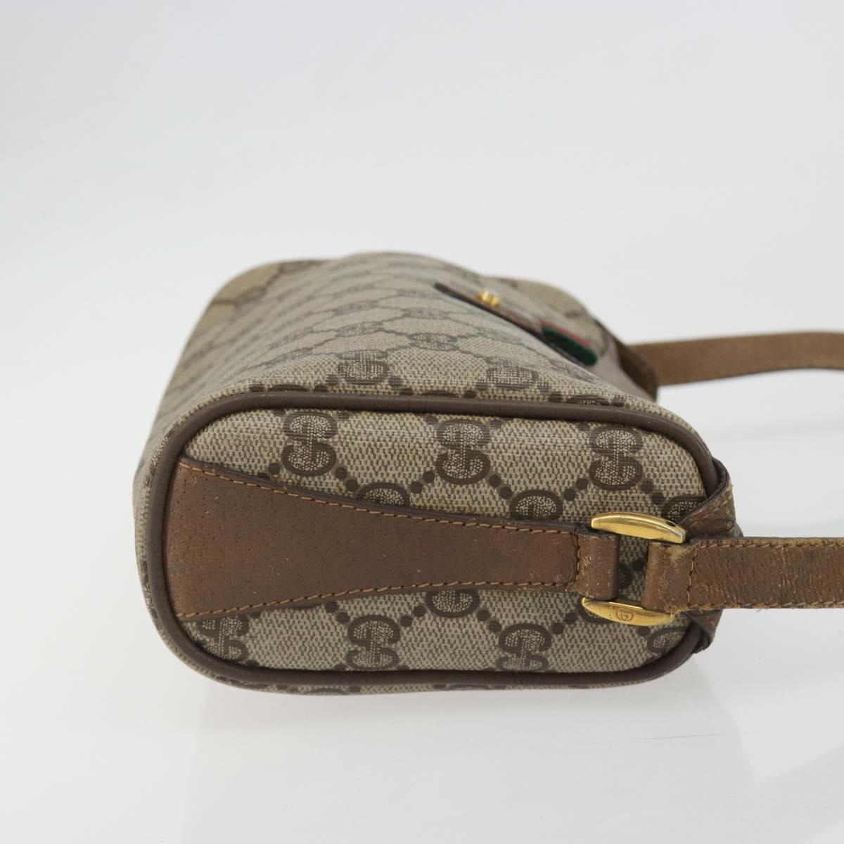 GUCCI GG Supreme Shoulder Bag PVC Leather Beige Gold Tone 89 02 018 Auth BA14153